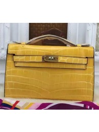 Hermes MINI Kelly 22cm Tote Bag Croco Leather KL22 Yellow Tl973fc78