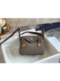 Hermes mini Lindy Original Togo Leather Bag OLD19 dark grey Tl411NP24