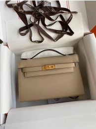 Hermes Original Epsom Leather KEL2278 grey&gold-Tone Metal Tl376mm78