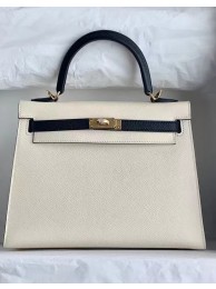 Hermes Original Epsom Leather KEL2578 white&black Tl362Yr55