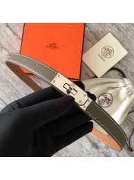 Hermes original epsom leather Kelly belt H069854 grey silver plated metal Tl3515sf78