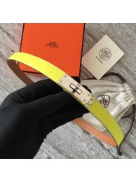 Hermes original epsom leather Kelly belt H069854 lemon silver plated metal Tl3511VF54