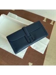 Hermes Original jige swift Leather Clutch 37088 Sapphire blue Tl274CD62