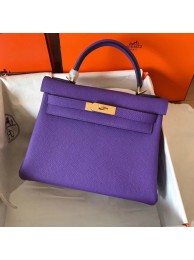 Hermes original Togo leather kelly bag KL320 purple Tl697np57