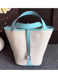 Hermes Picotin Lock 18cm Bag Canvas HPL8618T Light Blue Tl1013lq41