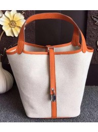 Hermes Picotin Lock 18cm Bag Canvas HPL8618T Orange Tl1017TL77