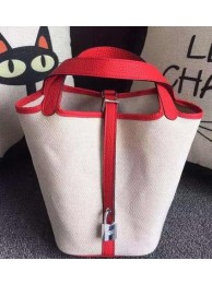 Hermes Picotin Lock 18cm Bag Canvas HPL8618T Red Tl1014fj51