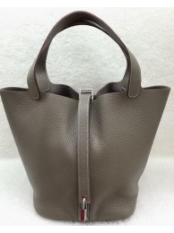 Hermes Picotin Lock 22cm Bags Litchi Leather HPL1048 Grey Tl1206pB23