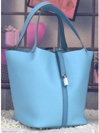 Hermes Picotin Lock 22cm Bags Litchi Leather HPL8618 Light Blue Tl1129Yo25