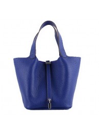 Hermes Picotin Lock MM Bags Clemence Leather H8616 Blue Tl1406Af99