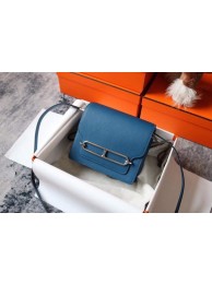 Hermes Roulis 19cm Evercolor 9D H9003 blue&Silver Tl145Mn81