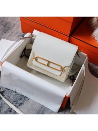 Hermes Roulis 19cm Evercolor 9D H9003 white&Gold Tl155Jz48