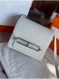 Hermes Roulis 19cm Evercolor 9D H9003 white&Silver Tl154fH28