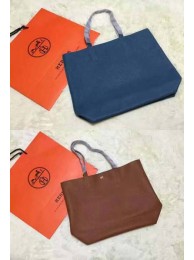 Hermes Shopper Double-Sided Bag Original Leather HS1209 Blue&Wheat Tl1139UW57