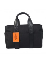 Hermes Tote Bag Canvas & Leather H858S Black Tl1713AM45