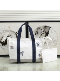 High Imitation Hermes Adada Nappy Canvas Shopping Bag H5635 Navy&White Tl107bg96