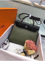 High Quality Hermes Herbag 31CM Original Canvas Leather & Calfskin 45987 Atrovirens&Black Tl817BH97