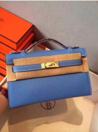 Hot Hermes Kelly 22cm Tote Bag Original Leather KL22 Blue Tl936Nm85