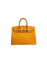 Imitation AAA Hermes Birkin 35CM Tote Bag Yellow Original Leather BK35 Gold Tl1838RP55