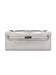 Imitation AAA Hermes Kelly Clutch Bag Croco Leather K1002 White Tl1473RP55
