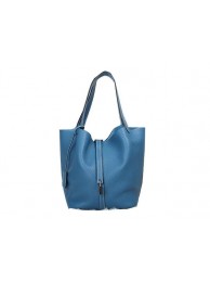 Imitation AAA Hermes Picotin Lock MM Bag in Original Leather Blue Tl1633kf15