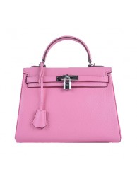 Imitation Fashion Hermes Kelly 28cm Shoulder Bags Sakura Grainy Leather Silver Tl1559kd19