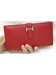 Imitation Hermes Bearn Japonaise Bi-Fold Wallet Litchi Leather A208 Red Tl2115KV93