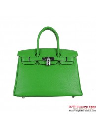 Imitation Hermes Birkin 30CM Tote Bags Green Clemence Leather Silver Tl1890SU34