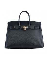 Imitation Hermes Birkin 35CM Tote Bag Black Grainy Leather Gold Tl1595zn33