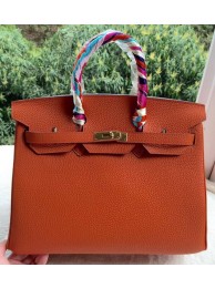 Imitation Hermes Birkin 35CM Tote Bag Orange Calfskin Leather BK35 Gold Tl1123Xr29