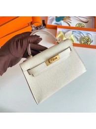 Imitation Hermes Kelly 19cm Shoulder Bags Epsom Leather KL19 Gold hardware Cream Tl195QN34