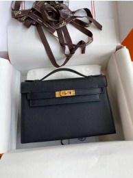 Imitation Hermes Original Epsom Leather KEL2278 black&gold-Tone Metal Tl363AI36