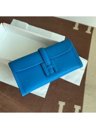 Imitation Hermes Original jige swift Leather Clutch 37088 blue Tl265EY79