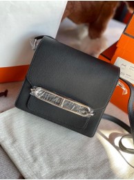 Imitation Hermes Roulis 19cm Evercolor 9D H9003 black&Silver Tl151VO34