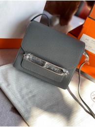 Imitation Hermes Roulis 19cm Evercolor 9D H9003 gray&Silver Tl147SU58