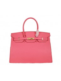 Imitation High Quality Hermes Birkin 35CM Tote Bag Pink Clemence Leather H35 Gold Tl1788Bo39