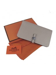 Knockoff AAAAA Hermes Dogon Wallet Travel Case H001 Grey Tl2349Jc39