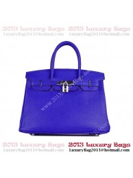 Knockoff Hermes Birkin 30CM Tote Bag Blue Clemence Leather H6088 Silver Tl1852yN38
