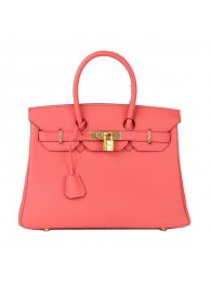 Knockoff Hermes Birkin 30CM Tote Bag Light Red Original Leather H30 Gold Tl1693cS18