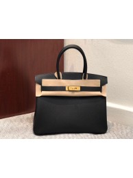 Knockoff Hermes Birkin Bag Original Epsom Leather 30CM 17825 Black Tl392yN38