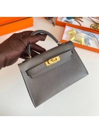 Knockoff Hermes Kelly 19cm Shoulder Bags Epsom Leather KL19 Gold hardware gray Tl201Ez66