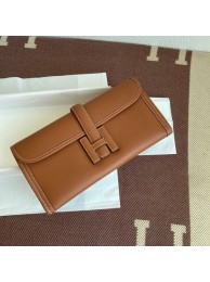 Knockoff Hermes Original jige swift Leather Clutch 37088 brown Tl249tp21