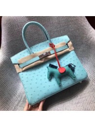 Knockoff High Quality Hermes Real ostrich leather birkin bag BK35 sky blue Tl736FA65