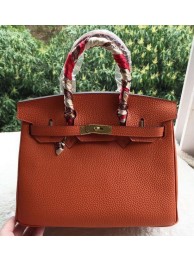 Luxury Hermes Birkin 30CM Tote Bags Orange Calfskin Leather BK30 Gold Tl1121UV86