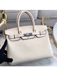 Luxury Hermes original Epsom Leather HB35O cream&silver Metal Tl561Px24