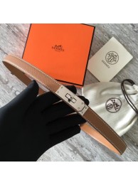 Luxury Hermes original epsom leather Kelly belt H069854 brown silver plated metal Tl3509kp43