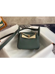 New Hermes mini Lindy Original Togo Leather Bag OLD19 blackish green Tl412Uf80