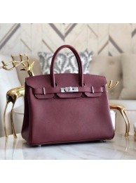 Quality Hermes original Epsom Leather HB35O Burgundy&silver Metal Tl565Vu63