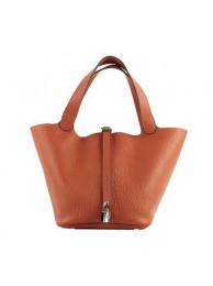 Replica Best Quality Hermes Picotin Lock PM Bags Clemence Leather H8615 Orange Tl1416Rf83