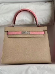 Replica Cheap Hermes Original Epsom Leather KEL2578 light grey&pink Tl342Mq48